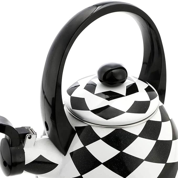 UPware Enamel on Steel Whistling Tea Kettle, Stovetop Teakettle (2.4 Quart, Black Diamond)