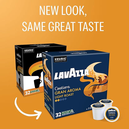 Lavazza Costiera Gran Aroma, Single-Serve Keurig K-Cup Pods, Light Roast Coffee, 32-Count Box