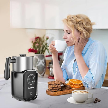 Homtone 5-in-1 Induction Milk Frother, 21oz Removable Automatic Milk Frother Dishwasher Safe for Latte, Hot Chocolate, and Hot and Cold Milk Froth, Chocolate Milk