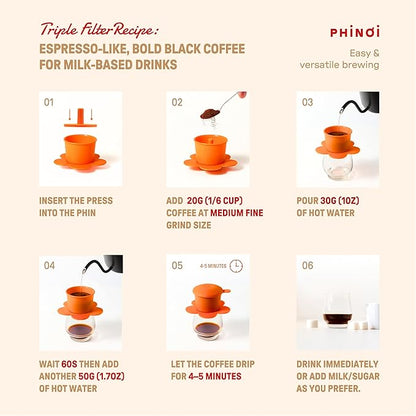 [Holiday Gift] Vietnamese Phin Filter, Plastic Reusable Pour Over Coffee Dripper, Single Cup Coffee Filter with Flower Design for Manual Brewing, Gift for Christmas Thankgiving (Ivory)