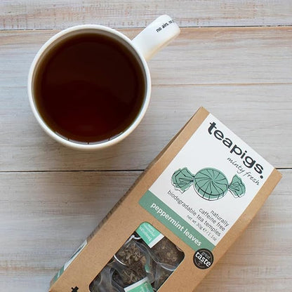 Teapigs Peppermint Leaves Tea Bags Made with Whole Leaves, Caffeine-Free, Natural Ingredients (1 Pack of 50 Teabags)