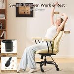 Load image into Gallery viewer, YFO Home Office Desk Chair Office Rubber Casters Ergonomic Computer Chair with Lumbar Support Adjustable Height Rolling Swivel Executive Task Armrests Chair， Cream Leather