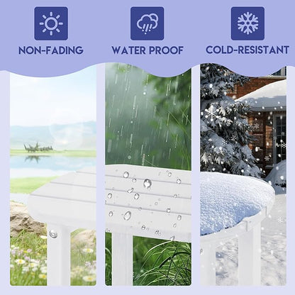 LZRS Outdoor Side Table - 2-Tier Adirondack HDPE Patio End Table for Pool, Porch,Balcony & Backyard,Weather Resistance for Indoor and Outdoor use(White)