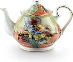 Load image into Gallery viewer, Teapot 30 oz Van Gogh Paintings Bone China Loose Tea Pot Floral Design Vintage Ceramic Coffee Water Pot European Style Porcelain (Flower Vase)