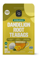 Load image into Gallery viewer, FGO Organic Roasted Dandelion Root Tea, 100 Count, Eco-Conscious Tea Bags, Resealable Bag, Caffeine Free, Packaging May Vary (Pack of 1)
