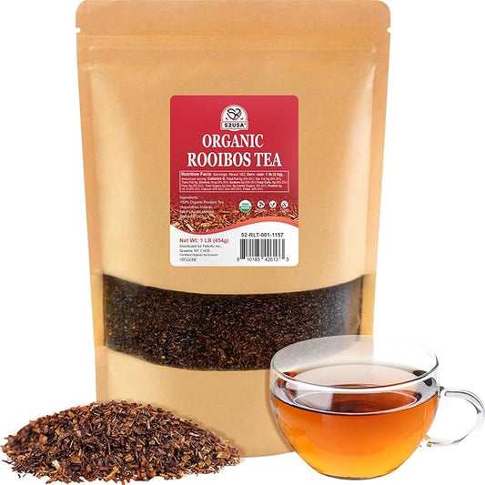 52USA Organic Rooibos Tea, 1 LB, Red Rooibos Loose Leaf Tea, Naturally Caffeine-Free, Pure South African Red Bush Herbal Tea, Non-GMO, USDA Organic