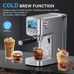 Load image into Gallery viewer, Espresso Machine 20 Bar with Milk Frother, Stainless Steel Coffee Maker with 42 oz Removable Water Tank for Cappuccino, Latte&amp;Cold Brew, Home&amp;Office, Silver