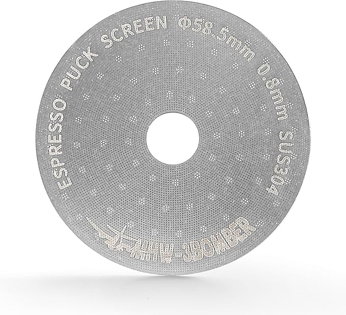 MHW-3BOMBER 58.5mm Espresso Puck Screen with Round Hole Metal Espresso Filter 0.8mm Thickness Coffee Filter for La Marzocco/Gaggia FG5586-OS