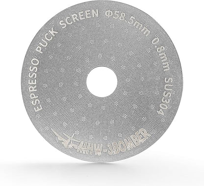 MHW-3BOMBER 58.5mm Espresso Puck Screen with Round Hole Metal Espresso Filter 0.8mm Thickness Coffee Filter for La Marzocco/Gaggia FG5586-OS