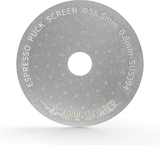MHW-3BOMBER 58.5mm Espresso Puck Screen with Round Hole Metal Espresso Filter 0.8mm Thickness Coffee Filter for La Marzocco/Gaggia FG5586-OS