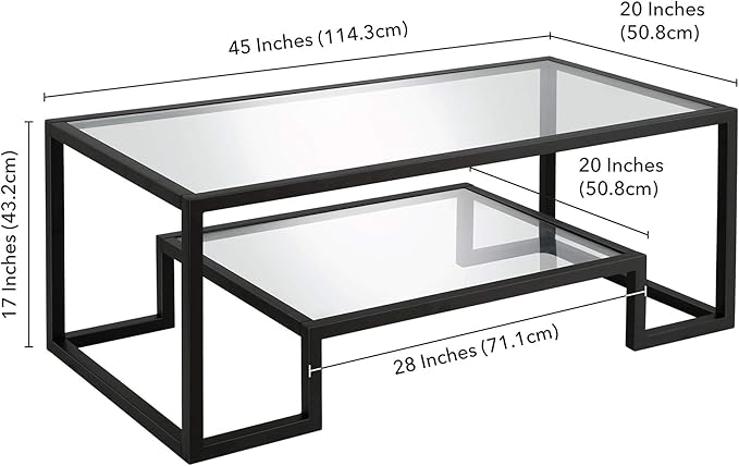 Henn&Hart 45" Wide Rectangular Coffee Table in Blackened Bronze, Modern coffee tables for living room, studio apartment essentials