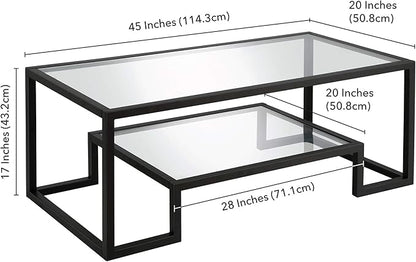 Henn&Hart 45" Wide Rectangular Coffee Table in Blackened Bronze, Modern coffee tables for living room, studio apartment essentials