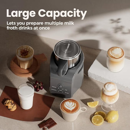 Milk Frother - Electric Steamer, 4-in-1 Automatic Warm and Cold Cappuccino Foam Maker, 12.5oz Milk Warmer for Latte, Macchiato, Stainless Steel