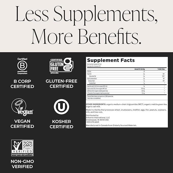 Arbonne Morning Matcha Green Tea Powder – Organic Japanese Matcha Powder with MCT Oil for Sustained Energy, Focus & Antioxidant Support – Vegan, Gluten-Free, Non-GMO – 30 Servings