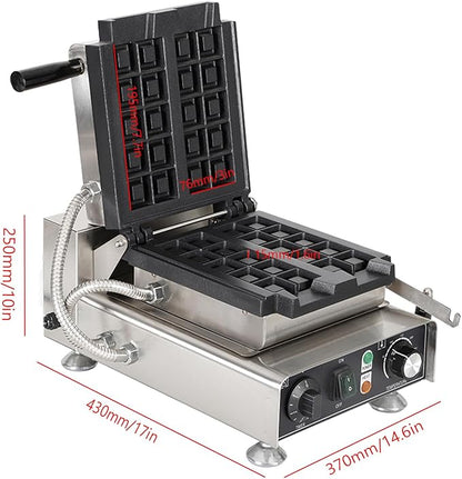 Commercial Vertical Stuffler Waffle Maker, Non-Stick Vertical Design Pouring Waffle Baker Machine With 122-572℉ Temp Range and Time Control, Teflon-Coated Baking Pan Stainless Steel Body 110V