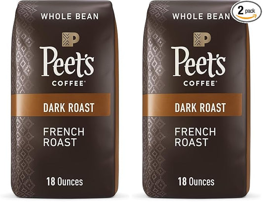 Peet's Coffee, Dark Roast Whole Bean Coffee - French Roast 36 Ounces (2 Bags of 18 Ounces)