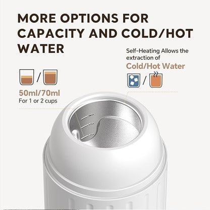 Portable Electric Espresso Coffee Maker, Fast self-heating 2 IN 1 Extraction System Espresso Machine, Support Ground Coffee and NS capsule, for Travel,Car,Hiking,Climbing,Rich Crema（White）