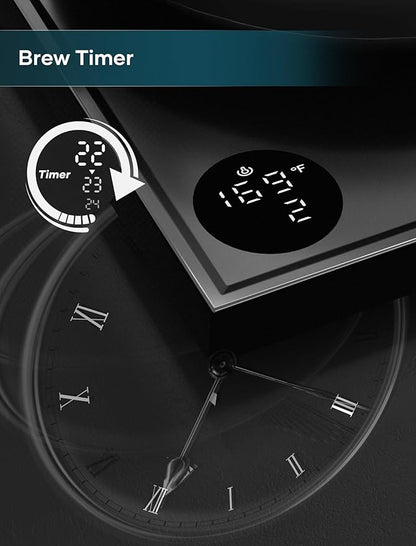 Electric Kettle, Gooseneck Electric Kettle, ±1℉ Precise Temperature Control, Stainless Steel Interior, Quick Heating for Pour Over Coffee, Tea & Boiling Water, 0.9L (Wood Black)