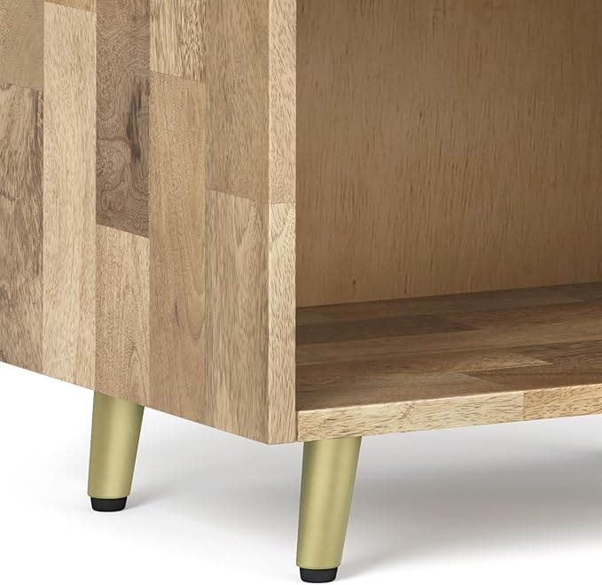 SIMPLIHOME Jager SOLID MANGO WOOD 22 inch Wide Mid Century - Contemporary Bedside Nightstand Table in Natural for the Living Room and Bedroom