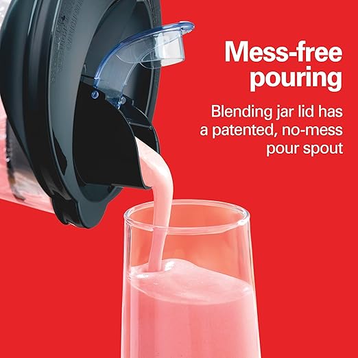 Hamilton Beach Power Elite Blender for Smoothies with 3-Cup Vegetable Chopper, Mini Food Processor, 40oz Glass Jar, 12 Functions for Puree, Ice Crush, Black and Stainless Steel (58149)