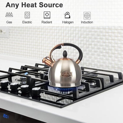 3Quart Whistling Tea Kettle Classic Teapot Stainless Steel Teakettle with Cool Grip for Stovetop