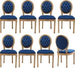 Load image into Gallery viewer, Vintage French Country Dining Room Chairs Set of 8, Velvet Dining Chairs with Solid Wood Legs, Blue Upholstered Dining Chair, Sillas para Comedor, Kitchen &amp; Dining Room Chair (Blue, Velvet, 8Pcs)