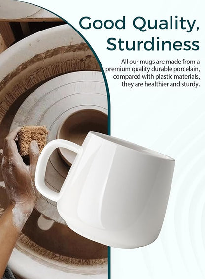 Teocera Coffee Mugs Set of 4-12oz Chip-Resistant Ceramic Cups with Ergonomic Handle | Dishwasher & Microwave Safe White Mugs | Keeps Beverage Hot, Perfect for Family Kitchen & Holiday Gifts