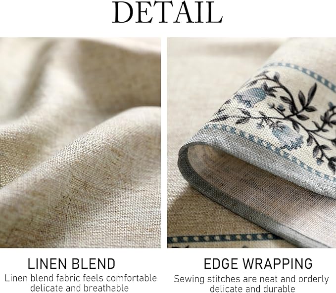 Designer Vintage Linen Elegant Table Cloth Rectangle,Chinoiserie Floral Tablecloth,Durable Decor Tablecloths for Dining Thanksgiving Kitchen Christmas Party,55"*87"-Segerman B