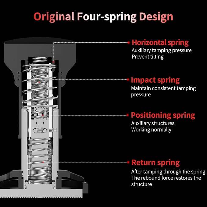 MHW-3BOMBER Espresso Tamper, 51mm-Spring-Loaded Coffee Tamper with Sound Feedback, Barista 51mm Tamper for Breville, Tamper for Espresso Machine,Thread Base YU Series, T6146-OS