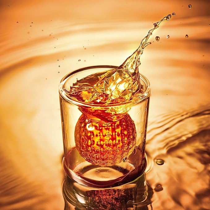 Golf Ball Shot Glasses Set of 4, Funny Handmade Birthday Gifts for Men and Women - 2oz Double Walled with 3D Shape Golf Ball Inside, Tequila, Whiskey, Cocktail Presents for Golfer