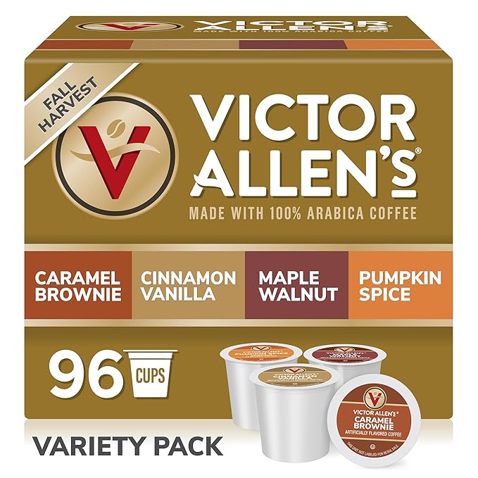 Victor Allen's Coffee Fall Harvest Variety Pack, Medium Roast, 96 Count, Single Serve Coffee Pods for Keurig K-Cup Brewers
