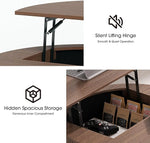 Load image into Gallery viewer, Lift Top Coffee Table with Storage,31.5”Mid Century Modern Round Center Table with Hidden Compartment,Fluted Small Dining Table for Living Room,Home Office,Walnut