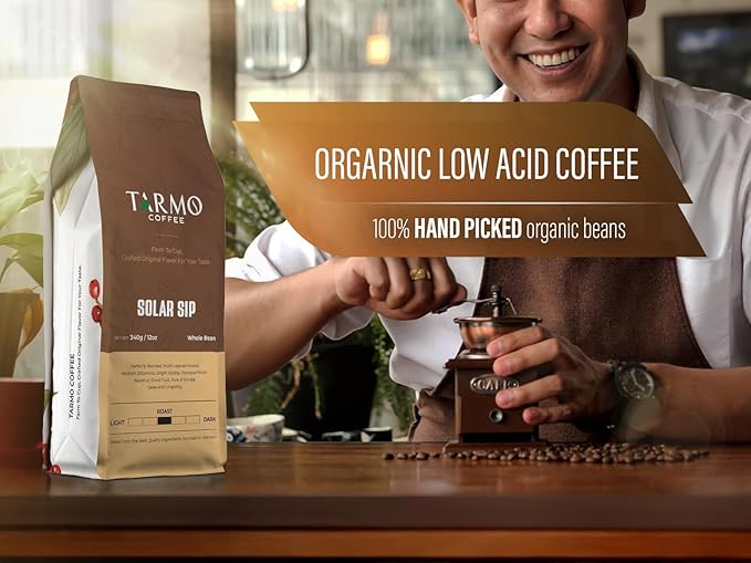 TARMO - SOLAR SIP | Low Acid 100% ARABICA Whole Bean Coffee | Specialty Vietnamese Coffee | Single Origin Dark Roast Coffee Beans | 12 Oz Bag