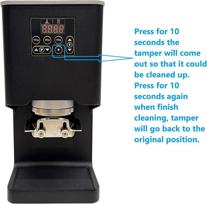 Electronic Automatic Coffee Tamper Machine - Precision Press for Perfect Espresso for Home & Commercial. Adjustable Pressure, Multi-Tamp, Hands Free Operation, Height Adjustable for Wide Range (Black)