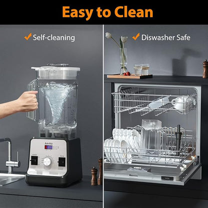 Aeitto Blender with 1500-Watt Motor, 68 Oz Large Capacity Blenders for Kitchen, Professional Countertop Blenders for Ice Crush, Frozen Drinks, Silver