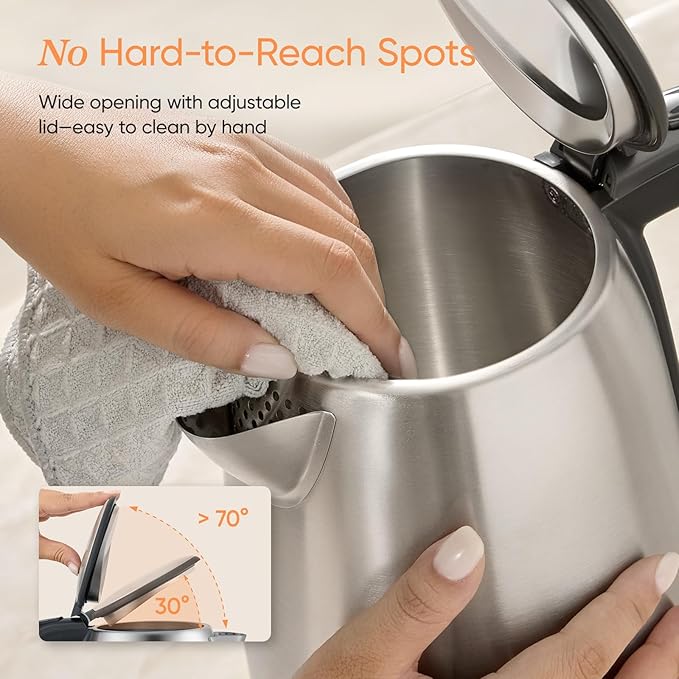 COSORI Electric Kettle, Stainless Steel Tea Kettle, Plastic-free Inner Lid, Filter and Spout, Easy to Clean, Automatic Shut Off & Boil-Dry Protection, Hot Water Boiler & Heater, 1.7L, 1500W