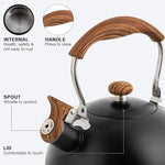 Load image into Gallery viewer, Whistling Tea Kettles with Wood Grain adjustment Nylon Handle, 2.3 Quart Capacity with Capsule Base Tea Kettle, Black
