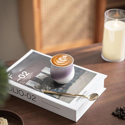 4-Oz Ceramic Espresso Cups Set - Multi-Color, Handle-Free Design for Home & Cafe | Dishwasher-Safe Stoneware Cups（Kiln turning purple,4）