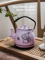 Load image into Gallery viewer, Toptier Teapot with Removable Infuser, Cast Iron Tea Kettle Stovetop Safe, Squirrel Design Tea Pot Coated with Enameled Interior for 32 Ounce (950 ml), Purple