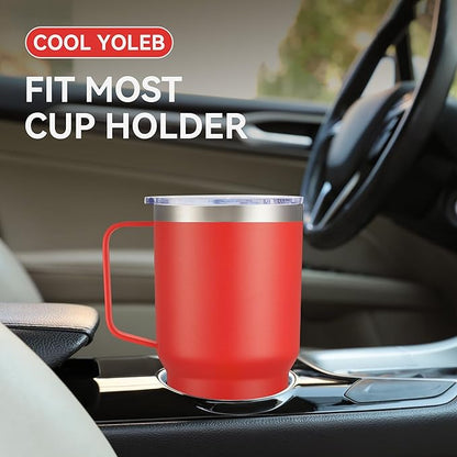 30 oz Tumbler with Handle and Lid, Stainless Steel Tumblers Double Wall Vacuum Insulated Travel Mug Leak Proof Cup Keep Drinks Cold and Hot Red, 1 Pack