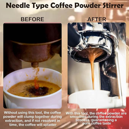 2 Pcs Espresso Distribution Tool, Espresso Stirrer Tool with Natural Wood Handle and Base, 5 Needles Espresso Coffee Stirrers Espresso Needle Distributor for Home Kitchen Cafe (Walnut and Rosewood)