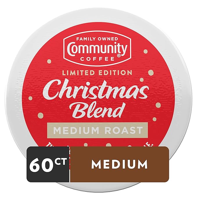 Community Coffee Christmas Blend, Medium Roast, 60 Count Coffee Pods, Compatible with Keurig K-Cup Brewers (10 count- Pack of 6)