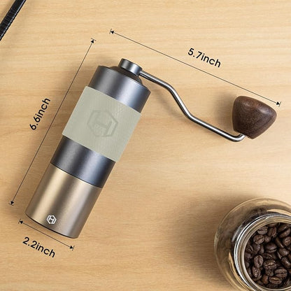 Manual Coffee Grinder - HEIHOX Hand with Adjustable Conical Stainless Steel Burr Mill, Capacity 30g Portable Mill Faster Grinding Efficiency Espresso to Coarse for Office, Home, Camping