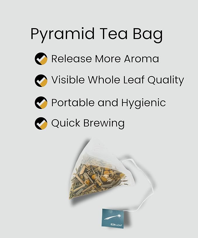 EZR Leaf Mint & Chamomile Herbal Tea 20 Pyramid Tea Bags 1.4 Once with Lemongrass Mint Leaves Caffeine Free Decaf Blend Natural Relaxing,Wellness Gift-Ready