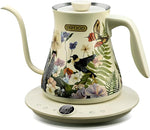 Load image into Gallery viewer, 0.8L Gooseneck Electric Kettle, Precise Temperature Control for Pour Over Coffee &amp; Tea, 1200W Fast Boiling Water, Auto Shut Off, Scheduling, Stainless Steel, Floral Painted Design