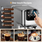Load image into Gallery viewer, Espresso Machine, 20 Bar Espresso Maker Milk Frother &amp; LCD Panel, Hot &amp; Iced with Rapid Cold Brew, Stainless Steel Espresso Coffee Machine with 41oz Water Tank for Cappuccino, Latte
