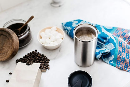 PRESSE by Bobble French Coffee Press And Insulated Stainless Steel Travel Tumbler for On-The-Go Brewing - 13 oz (Brown)