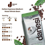 Load image into Gallery viewer, Danesi Caffe Italian Whole Coffee Beans - Espresso Coffee Beans and Medium Roast Whole Bean - Perfect for Espresso Machines, French Press, and Home Brewing - Decaf (4.5 lb)