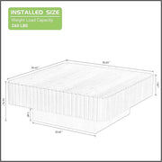 KEVINSPACE Square Wood Coffee Table, Fluted CoffeeTable Handcraft Drum TeaTable CenterTable for Living Room, Modern Wooden CocktailTable for Small Space, Easy Assembly 35.43