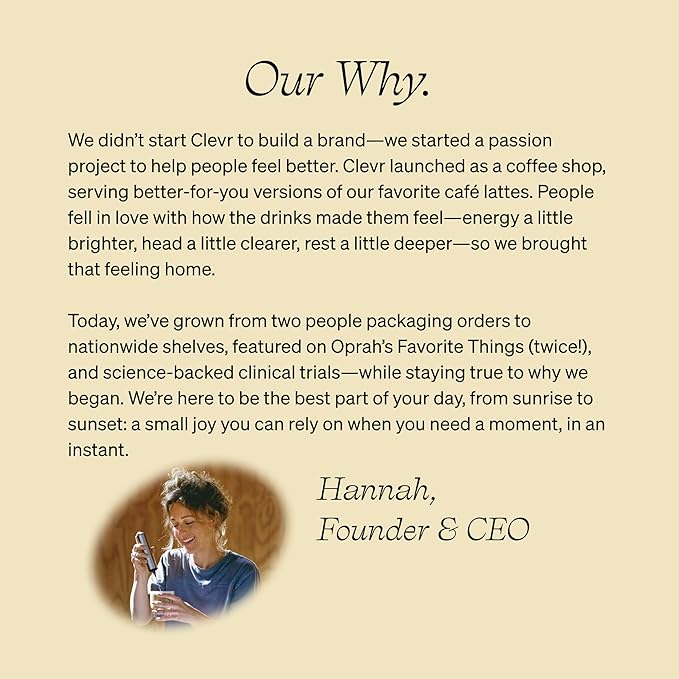 Clevr Blends Organic Matcha Green Tea Latte, Instant Ceremonial Grade, Superfood Powder Blend with Oat Milk, Lions Mane, Reishi Mushroom, Coconut Cream, Ashwagandha, Serve Hot or Iced, (30 Lattes)